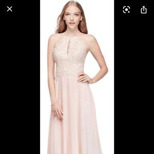 Beaded Lace Chiffon Dress with Spaghetti Straps